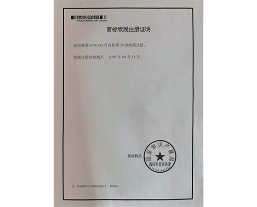 商标续展注册证明